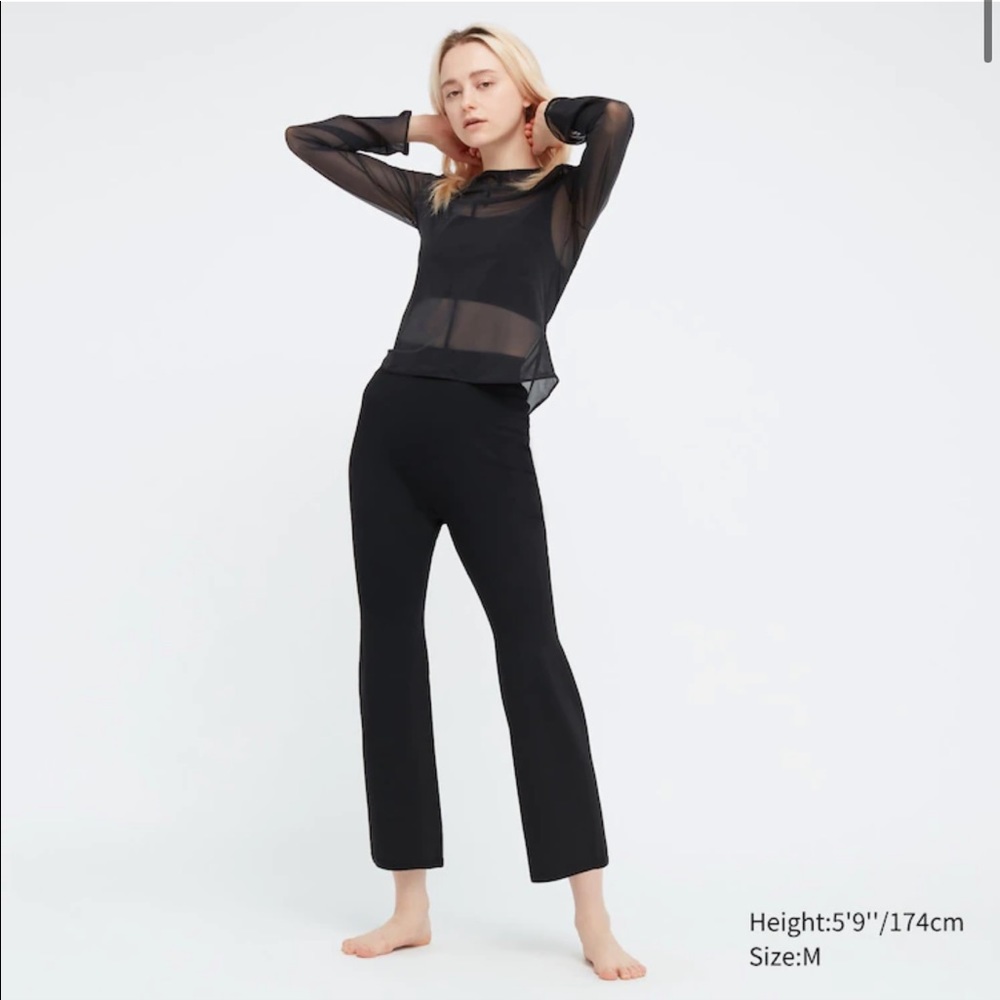 Uniqlo Mame Kurogouchi Sheer Crew Neck Long Sleeve Top, Black US Small NWT(Rare)